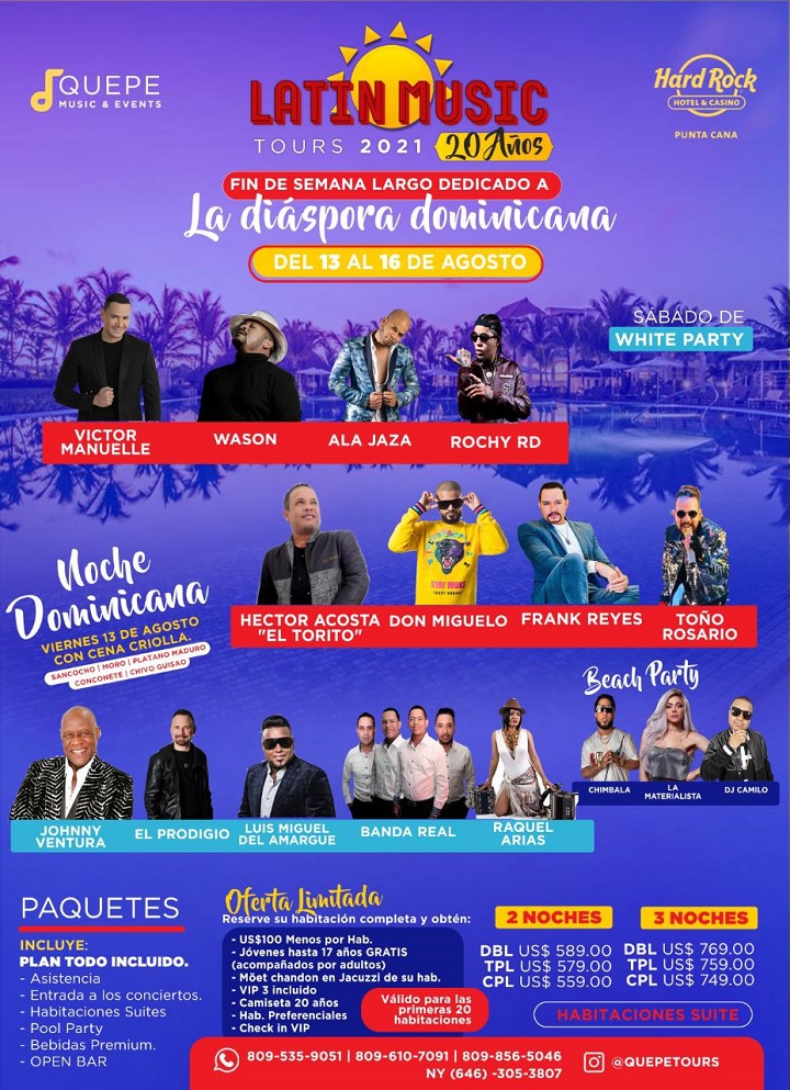 La 20° edición del más esperado evento artístico-turístico del país, será celebrada del 13 al 16 agosto en Hard Rock Hotel & Casino de Punta Cana, con Víctor Manuelle
