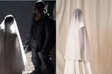 Kim Kardashian y su dramático vestido Balenciaga en el show de Kanye West