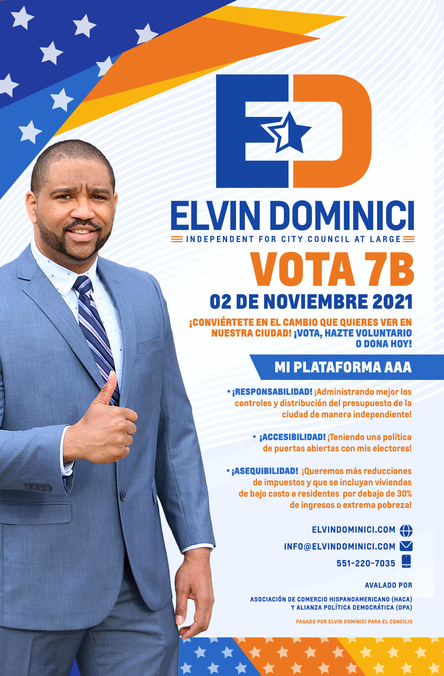 El dominicano Elvin Dominici se postula como concejal general de Jersey City.
