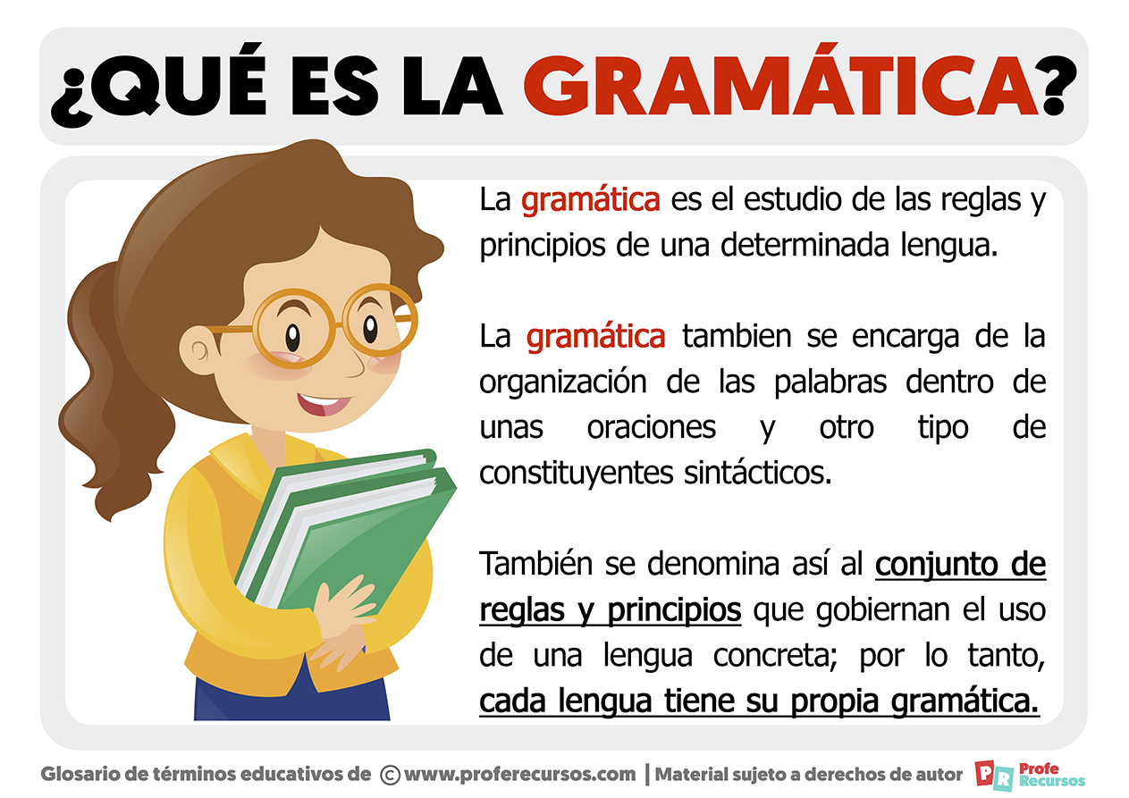 La gramática es el estudio de las reglas que rigen el lenguaje