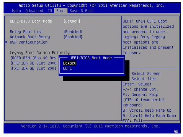 Cómo cambiar el modo de arranque de Legacy a UEFI.