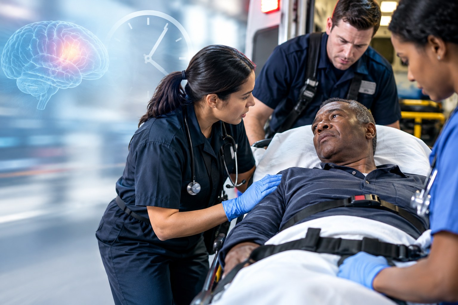 Profesionales de emergencias atienden a una persona ante señales de un accidente cerebrovascular